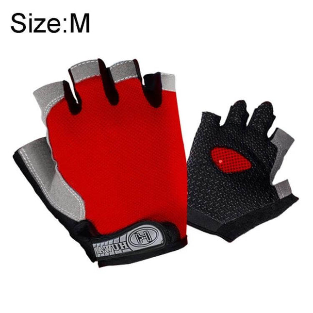 Weight Lifting Gloves For Gym, Breathable Everyday Use red and black superfine fiber half-finger gloves showing palm grip and wrist strap