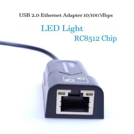 USB Ethernet Adapter for Laptop Wired Network Connections - compact USB 2.0 to RJ45 dongle with LED indicator and RC8512 chip for stable wired internet