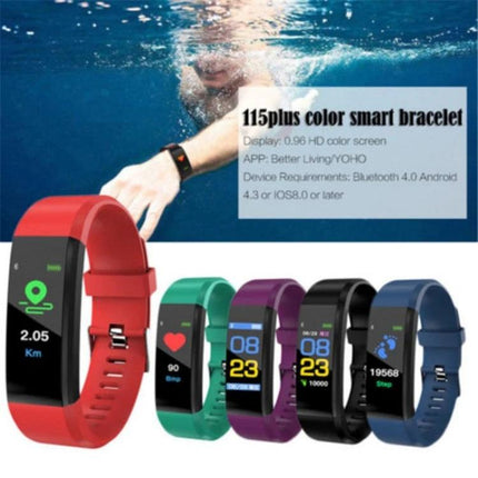 Daily ID115 Smart Bracelet for Fitness and Activity Tracking - colorful fitness bands showing step, heart rate, distance, and sleep monitoring