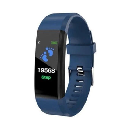 Daily ID115 Smart Bracelet for Fitness and Activity Tracking - navy fitness tracker showing step count, sleep and call/message reminders