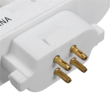 Compact Fluorescent Tube for Everyday Indoor Lighting Solutions close-up of four-pin tube connector showing gold pins and white base