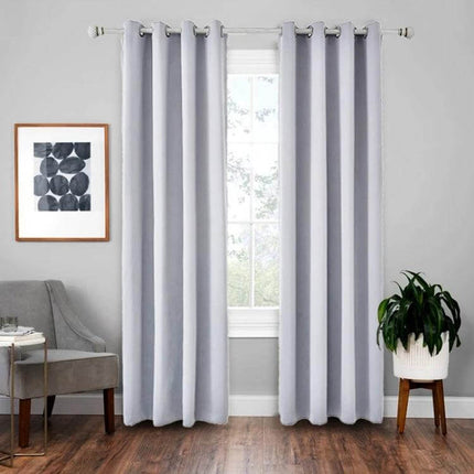 Blackout Curtain, 52x63 Inches, Room Darkening For Bedroom - Black Polyester Grommet Panel Hanging In Modern Bedroom