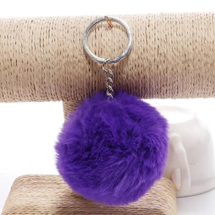 Koorol Gold Fur Ball Keychain for Women Round Pom Pom Accessory