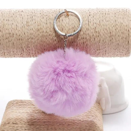 Koorol Gold Fur Ball Keychain for Women Round Pom Pom Accessory