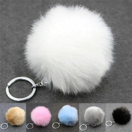 Koorol Gold Fur Ball Keychain for Women Round Pom Pom Accessory | Syndmart