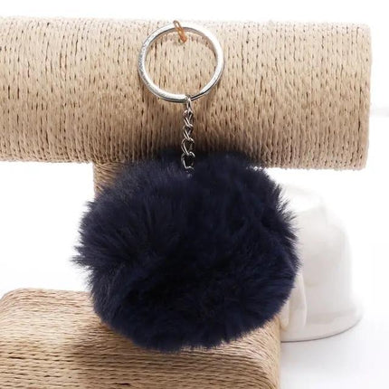 Koorol Gold Fur Ball Keychain for Women Round Pom Pom Accessory