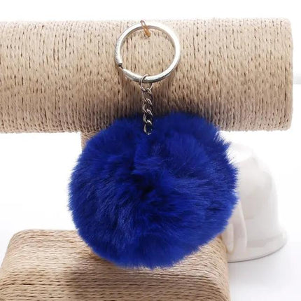 Koorol Gold Fur Ball Keychain for Women Round Pom Pom Accessory