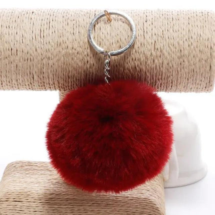 Koorol Gold Fur Ball Keychain for Women Round Pom Pom Accessory