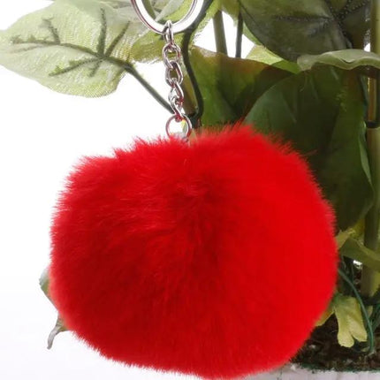 Koorol Gold Fur Ball Keychain for Women Round Pom Pom Accessory