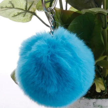 Koorol Gold Fur Ball Keychain for Women Round Pom Pom Accessory