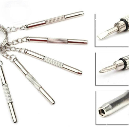 Multifunctional Keychain Repair Tool Mini Screwdriver compact zinc alloy keyring set with four mini screwdriver bits for on-the-go repairs
