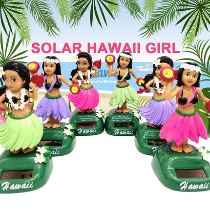 Solar Powered Dancing Hula Girl Car Ornament for Sunlit Drives