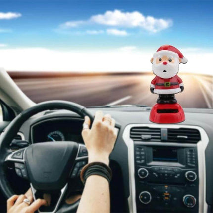 Solar Powered Home Decoration for Kids, Desk or Window Ornament - red Santa ABS plastic solar dashboard ornament for car, desk or window (12×7 cm)