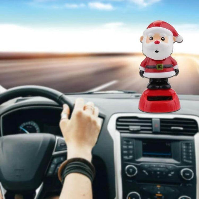 Solar Powered Home Decoration for Kids, Desk or Window Ornament — red Santa ABS plastic solar bobble for desk, window or car interior (12 × 7 cm)