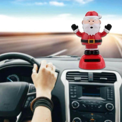 Solar Powered Home Decoration for Kids, Desk or Window Ornament   red Santa ABS plastic solar dashboard ornament for car or desk