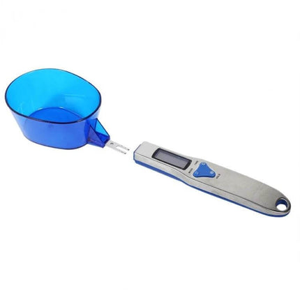 Digital Spoon Scale With LCD Display For Accurate Kitchen Measurements - stainless handle, blue removable spoon head, LCD screen