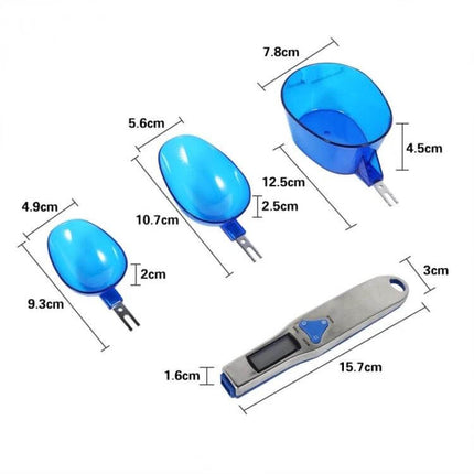 Digital Spoon Scale With LCD Display For Accurate Kitchen Measurements - stainless steel handle, removable 3 spoon heads and LCD display