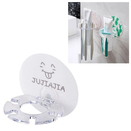 Bathroom Organizer for Toothbrush and Toothpaste Storage - clear wall-mounted rack holding toothbrushes and toothpaste tubes, compact countertop or shelf organizer