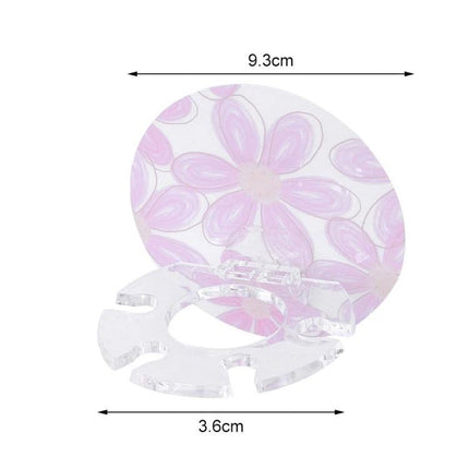 Bathroom Organizer for Toothbrush and Toothpaste Storage clear suction rack with pink floral backing, compact 9.3cm x 3.6cm countertop toothbrush holder