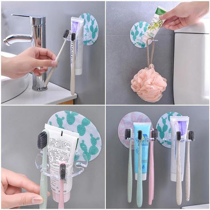 Bathroom Organizer for Toothbrush and Toothpaste Storage mounted on tile holding toothbrushes and toothpaste tubes neatly