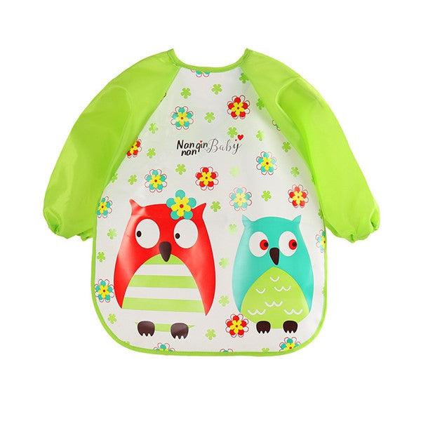 Waterproof Long Sleeve Cartoon Baby Bibs for Toddlers Owls