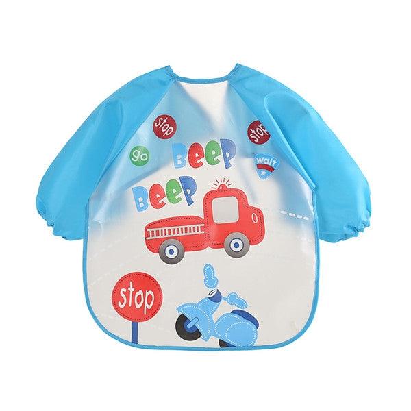 Waterproof Long Sleeve Cartoon Baby Bibs for Toddlers Car