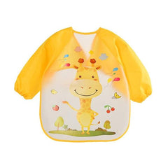 Waterproof Long Sleeve Cartoon Baby Bibs for Toddlers Giraffe