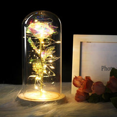 Illuminated Rose Glass Dome Decor for Romantic Occasions