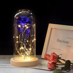 Illuminated Rose Glass Dome Decor for Romantic Occasions