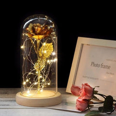 Illuminated Rose Glass Dome Decor for Romantic Occasions