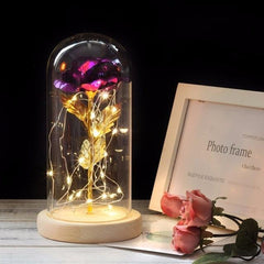 Illuminated Rose Glass Dome Decor for Romantic Occasions