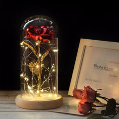 Illuminated Rose Glass Dome Decor for Romantic Occasions