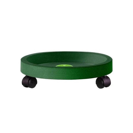 Universal Round Wheeled Plant Pot Tray For Easy Moving - green round wheeled plant dolly for patios, balconies and indoor planters