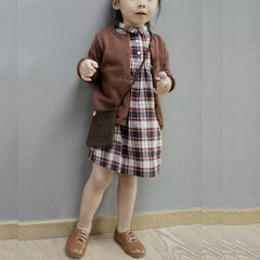 Cotton Knit Cardigan Sweater for Girls - Casual Long Sleeve Spring & Autumn Wear