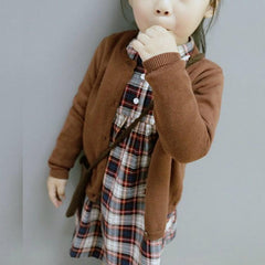 Cotton Knit Cardigan Sweater for Girls - Casual Long Sleeve Spring & Autumn Wear