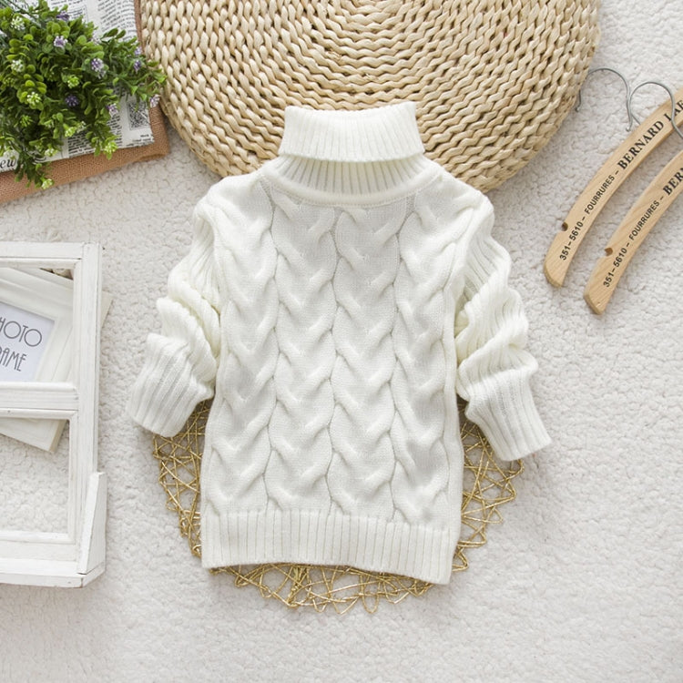 Winter Children's Thick Solid Color Knit Bottoming Turtleneck Pullover Sweater, 18 Size（100-110cm） White, 20Size（120cm） White, 22Size（130cm） White, 24Size（140cm） White, 14 Size（80-90cm） Pink, 16 Size（90-100cm） Pink, 18 Size（100-110cm） Pink