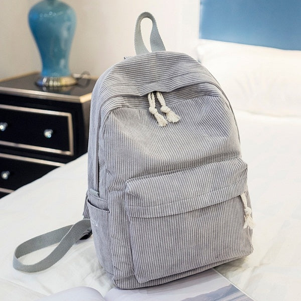 Mochila escolar elegante de pana para mujeres y adolescentes: mochila de tela suave