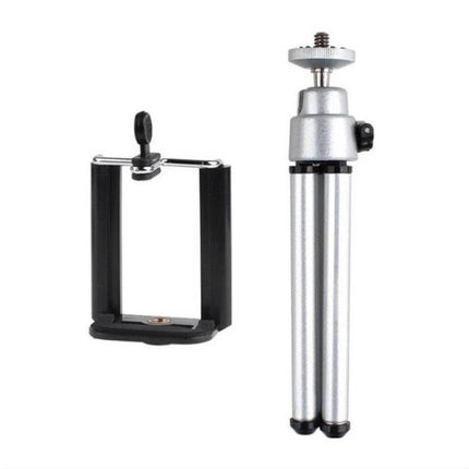 Handy tripod for capturing everyday moments with your phone - compact silver tabletop tripod and phone mount for steady selfies and hands-free video calls