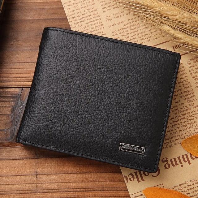 Stylish Genuine Leather Bifold Wallet for Men with Coin Pocket - Casual Solid Design