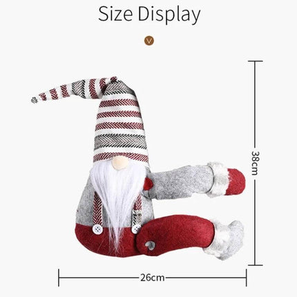 Christmas Curtain Buckle With Striped Hat, 38x26 Cm - festive gnome-style curtain buckle in red, green and grey for windows and holiday decor (38x26 cm)