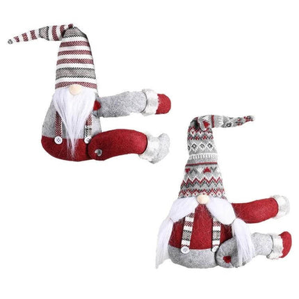 Christmas Curtain Buckle With Striped Hat, 38x26 Cm - red and grey gnome-style fabric curtain buckle with knitted striped hat and white beard