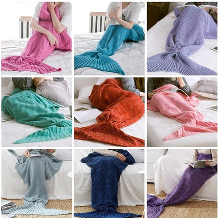 Mermaid Tail Blanket For Adults Soft Knitted Throw