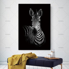 Elegant Black and White Animal Canvas Art for Living Room or Study - Unframed Decor