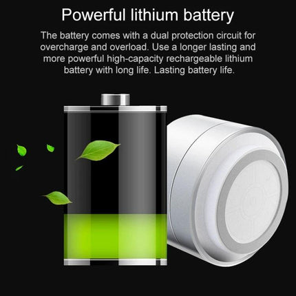 LENRUE Portable Bluetooth Speaker With Blue Ambient Light showing battery icon and speaker emphasizing long-lasting lithium power