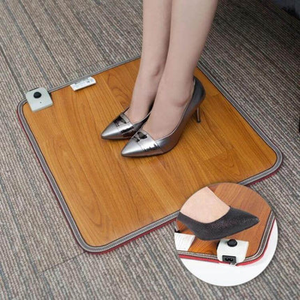 Feet Warmer Heating Mat 50x30cm Keeps Feet Warm At Home Or Office - leather under-desk heated pad for shoes, adjustable 0–50°C, 50W, quick warmth