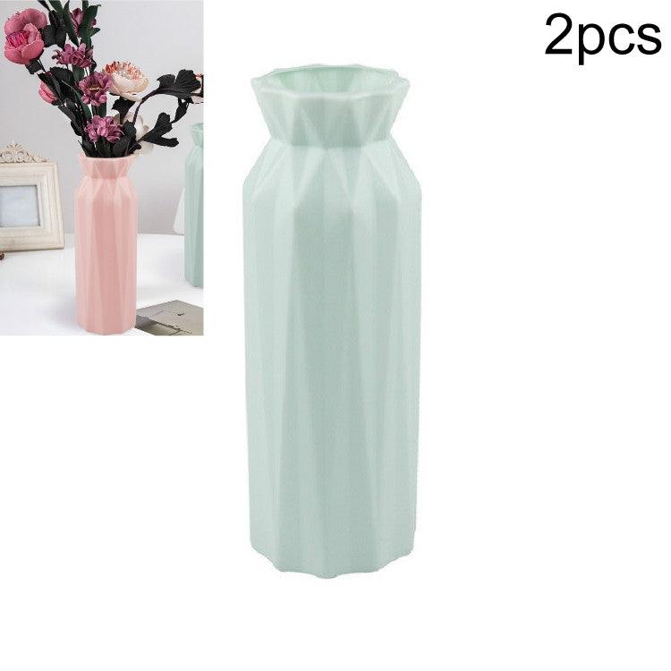 Set of 2 Stylish Anti-Fall Round Plastic Vases for Home Decor