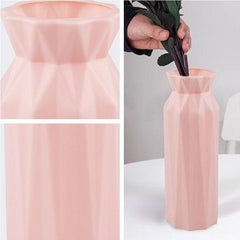 Set of 2 Stylish Anti-Fall Round Plastic Vases for Home Decor