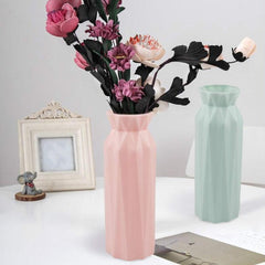 Set of 2 Stylish Anti-Fall Round Plastic Vases for Home Decor