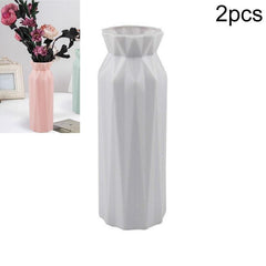 Set of 2 Stylish Anti-Fall Round Plastic Vases for Home Decor