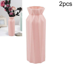 Set of 2 Stylish Anti-Fall Round Plastic Vases for Home Decor